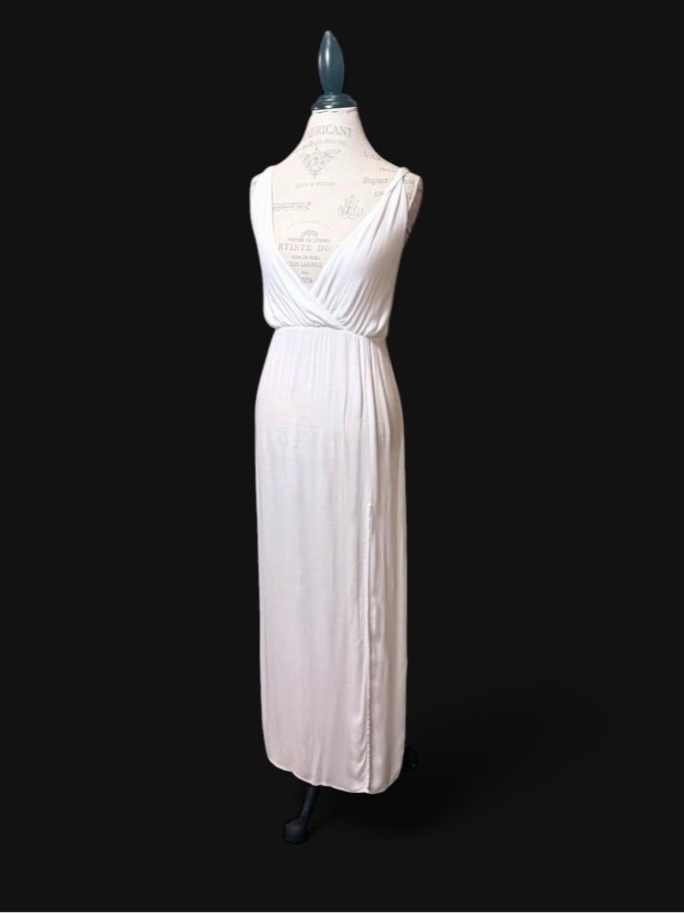 Planet Blue White Maxi Dress with Adjustable Spaghetti Straps & Side Slit Sz XS